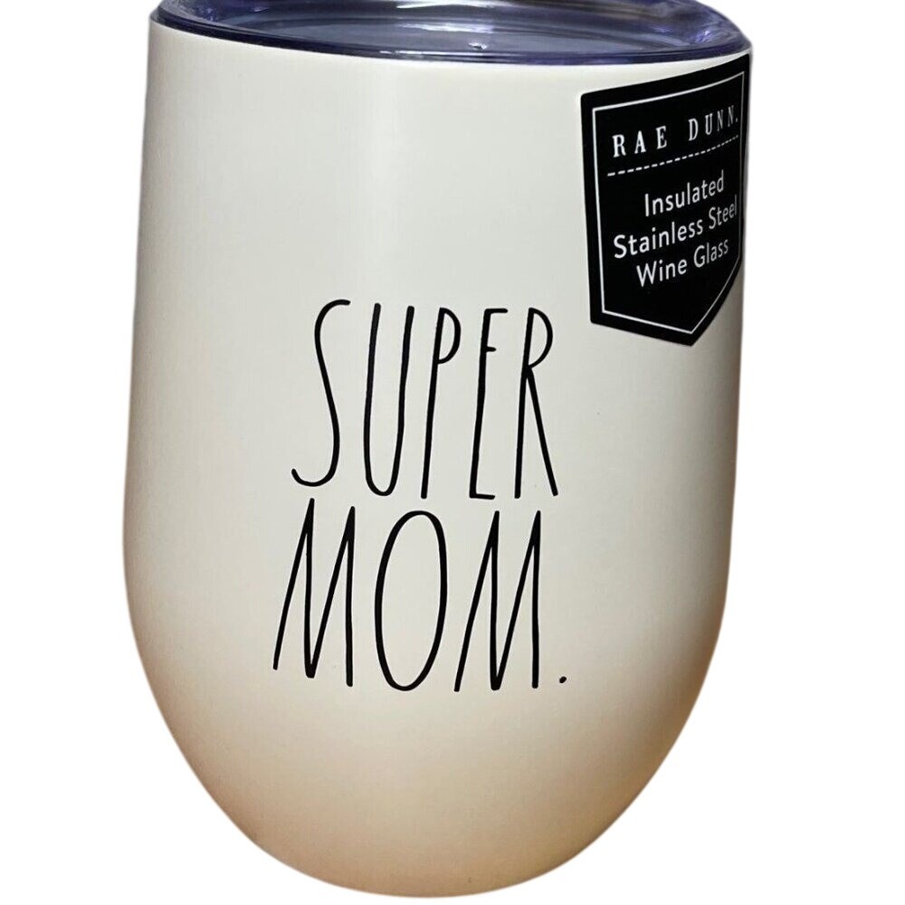 Rae Dunn Tumbler/Wine "Super Mom" wine glass/tumbler NEW